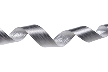 Twisting ribbon frame in metallic silver isolated on white background