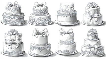 Elegant Tiered Celebration Cakes Artwork Design
