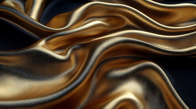 Luxury metallic gold ribbon curves dark elegant background high resolution picture