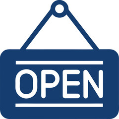 Open Sign Door Flat Vector Illustration on White Background