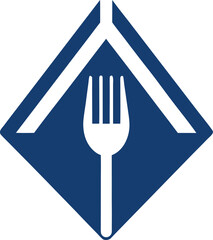 Restaurant Building Fork Knife Flat Vector Illustration on White Background