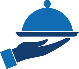 Serve Hand Plate Food Flat Vector Illustration on White Background