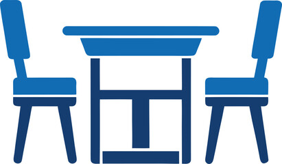 Table Dining Chairs Flat Vector Illustration on White Background
