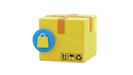 Online Shopping Box with Bag Icon - Delivery Concept