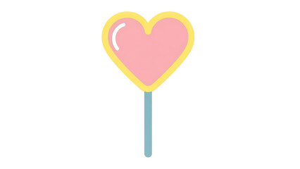 Heart-shaped lollipop with pink candy and yellow border  