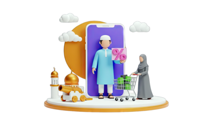 Muslims Shopping Online with Discounts for Ramadan