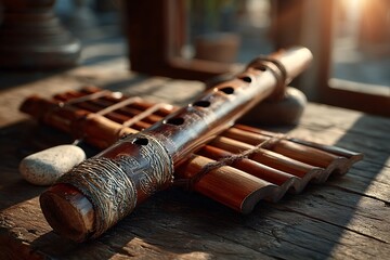 Bamboo flute artisan carving high resolution picture