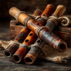 Bamboo flute artisan design high resolution picture