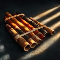 Bamboo flute detailed carving high resolution picture