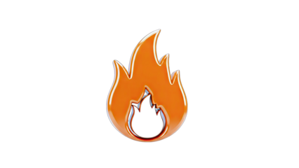 Orange Flame Icon on White Background