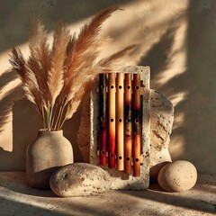 Bamboo flutes handmade natural high resolution picture