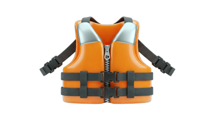 Orange Life Vest Isolated on White Background
