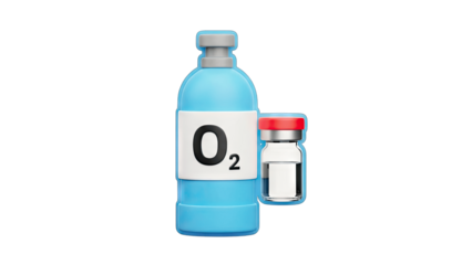 Oxygen Tank and Vaccine Vial: Medical Supplies Illustration