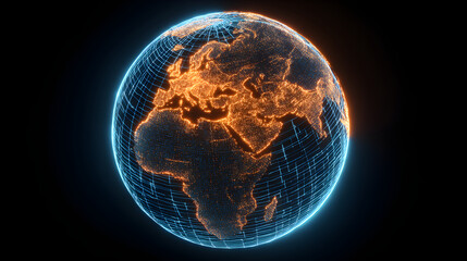 Earth globe glowing with connected digital network