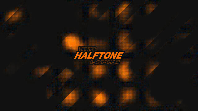 Abstract vector torn orange halftone background. Scrathed dotted texture element.