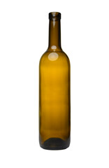 Standard Amber Glass Wine Bottle on White Background