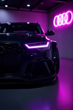 Audi RS6 car lights at night