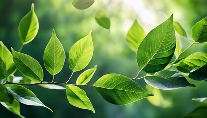 dancing green leaves fresh vibrant green leaves suspended mid air dance in an enchanting display of natural elegance evoking a sense of purity and vitality