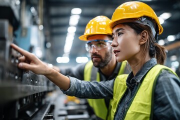 Skilled Workers Collaborating in Industrial Setting