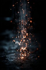 Sparkling Water Droplets in Dark Background