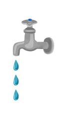 水滴が落ちる蛇口　水彩風手描きベクターイラスト