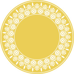 Dotted Ornamental Frame on Round Background, Abstract Circular Decorative Border, Boho Style, Copy Space