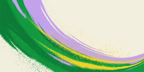 Abstract Mardi Gras Banner &mdash; Purple, Green & Gold Brushstroke Background