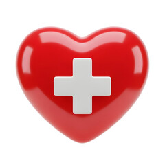 Fototapeta premium Red heart with white medical cross on white background