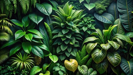 Fototapeta premium A lush collection of verdant foliage in various forms and textures