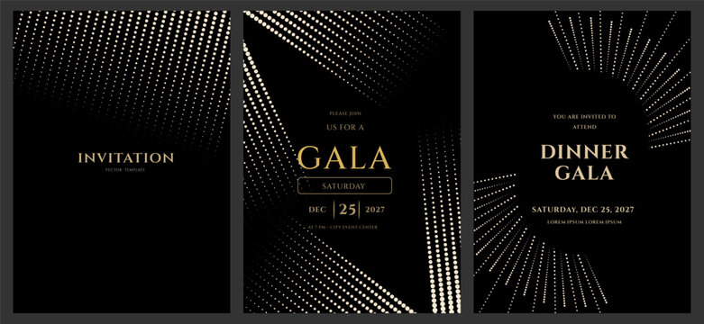 Luxury Event Invitation Cards for December 25, 2027  Vector Template Set