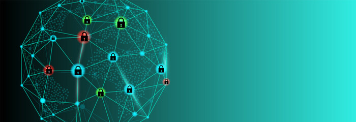 Cybersecurity Global Network  Digital Technology Banner