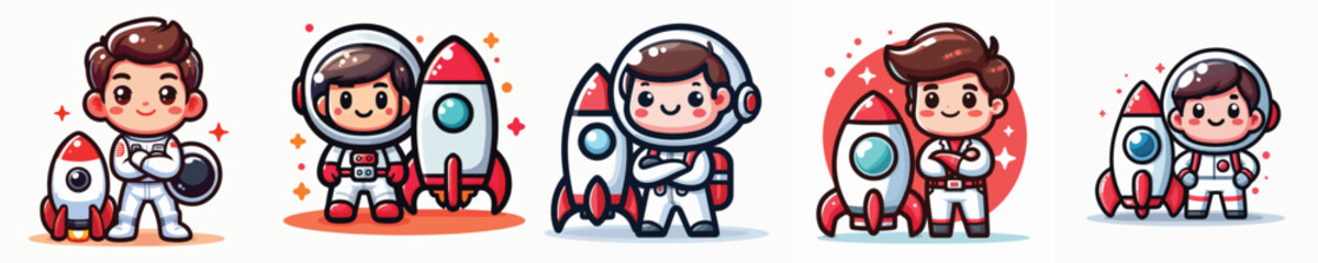 Cute and Adorable Astronaut Character Vector Illustration