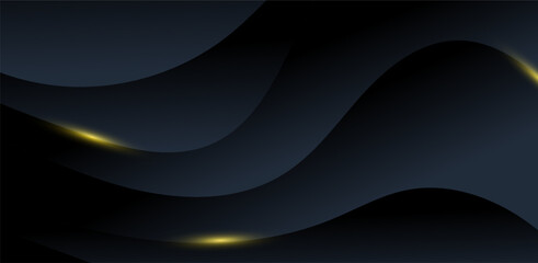 Abstract Dark Wavy Background  Luxury Gold Light Effect