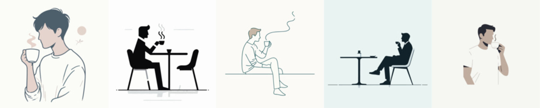Vector Illustration of a Man Drinking Coffee