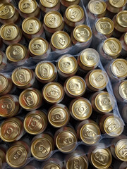 Beer cans. Aluminum beer cans in a supermarket