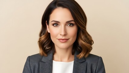 Obraz premium Professional Businesswoman Headshot Portrait Brunette Executive Leadership