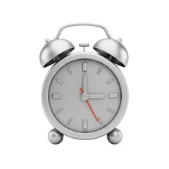 3D icon alarm clock reminder with bell, isolated on white background