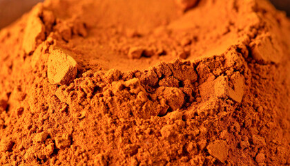 Natural bentonite or kaolin clay with fine texture, red annatto or rosehip powder accents, iron oxide