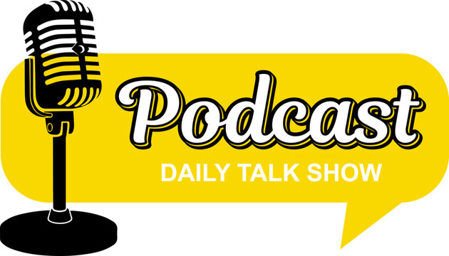 podcast logo text live talk show typography editable text effect font style template design background