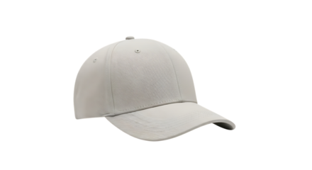 Plain Light Gray Baseball Cap with Curved Brim and Stitched Details, , isolated on a white or transparent background, cutout, PNG