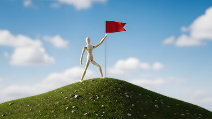 赤い旗を立てるデッサン人形〜市場開拓の成功〜