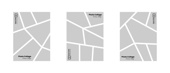 Stylized Comic Theme Photo Panels for Vertical 3:4 Layout