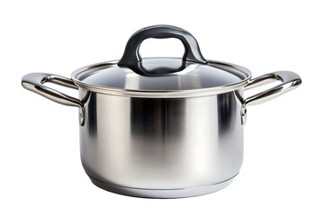 Stainless steel cooking pot isolated on white background clipping path full depth of field