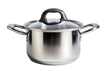 Stainless steel cooking pot isolated on white background clipping path full depth of field