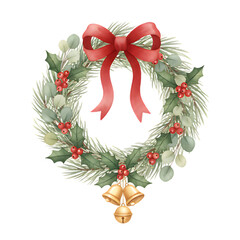 Festive Christmas Wreath with Berries & Bells