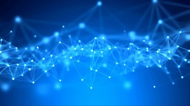 Abstract Blue Technology Background with Digital Plexus Network and Glowing Connections
