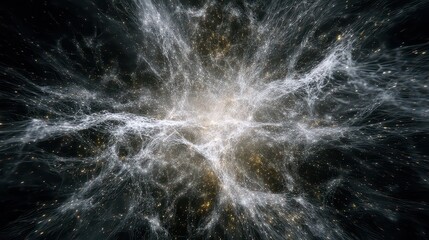 Abstract Nebula Cloud Formation with Dusted Particles in Dark Background