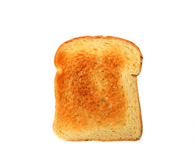 Browned toast bread slice isolated on white