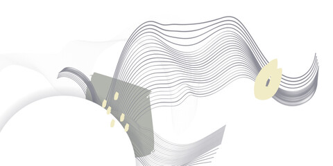 Trendy 2026 White Background Dancing Cloud Concept Light Pale Vector Background. Abstract Geometric Art Delicate