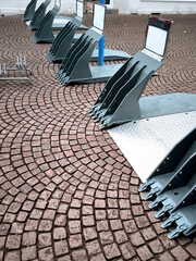 Mobile steel safety barriers Blockstahl on the street